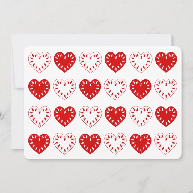 Red & White Heart Pattern Valentine Card (Front)