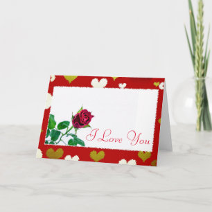 Red White Heart with Rose I love you Holiday Card