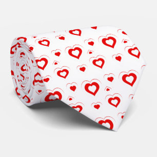 Red & white hearts in hearts Pattern Tie
