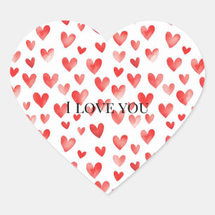 Red White Hearts Love Valentine's day Heart Sticker