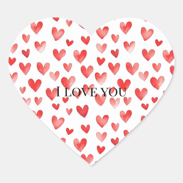 Red White Hearts Love Valentine's day Heart Sticker (Front)