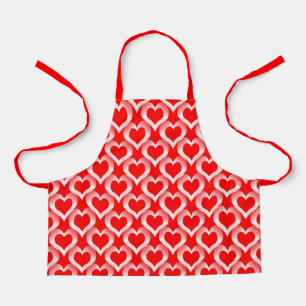Red White Hearts Pattern Apron