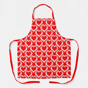 Red White Hearts Pattern Apron
