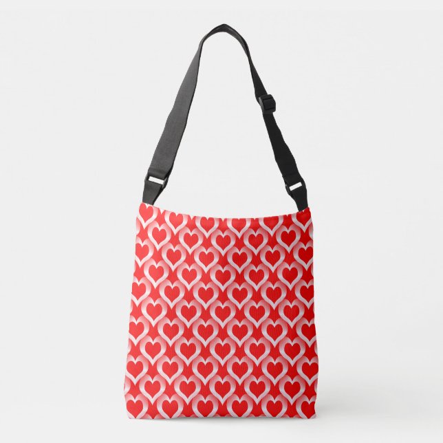 Red White Hearts Pattern Crossbody Bag (Front)