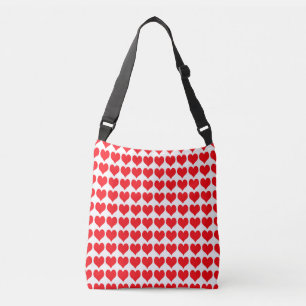 Red White Hearts Pattern Crossbody Bag