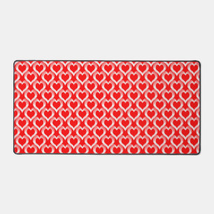 Red White Hearts Pattern Desk Mat