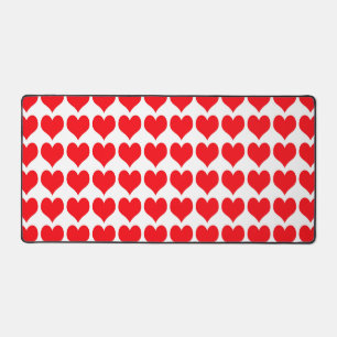 Red White Hearts Pattern Desk Mat