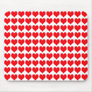 Red White Hearts Pattern Mouse Pad