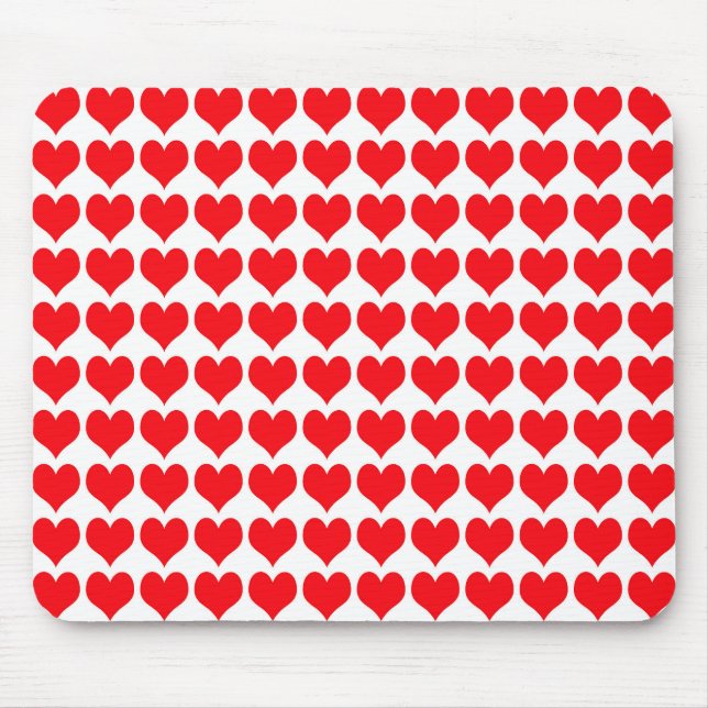 Red White Hearts Pattern Mouse Pad (Front)