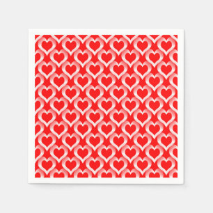 Red White Hearts Pattern Napkin