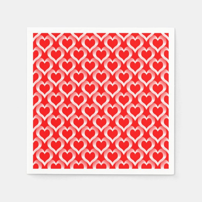 Red White Hearts Pattern Napkin (Front)