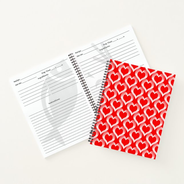 Red White Hearts Pattern Notebook (Inside)