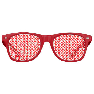 Red White Hearts Pattern Retro Sunglasses