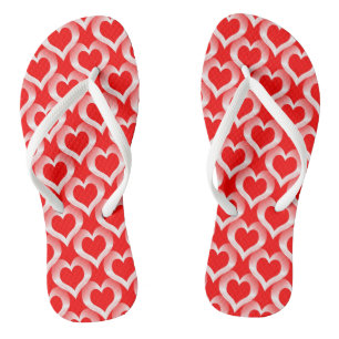 Red White Hearts Pattern Thongs