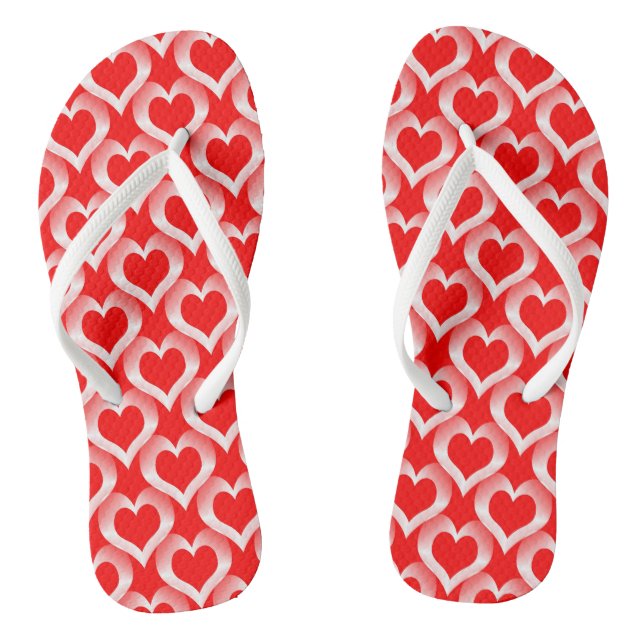 Red White Hearts Pattern Thongs (Footbed)