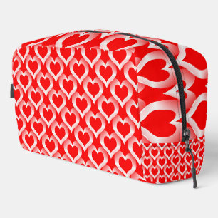 Red White Hearts Pattern Toiletry Bag