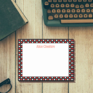 Red & White Hearts Personalised Post It Notes