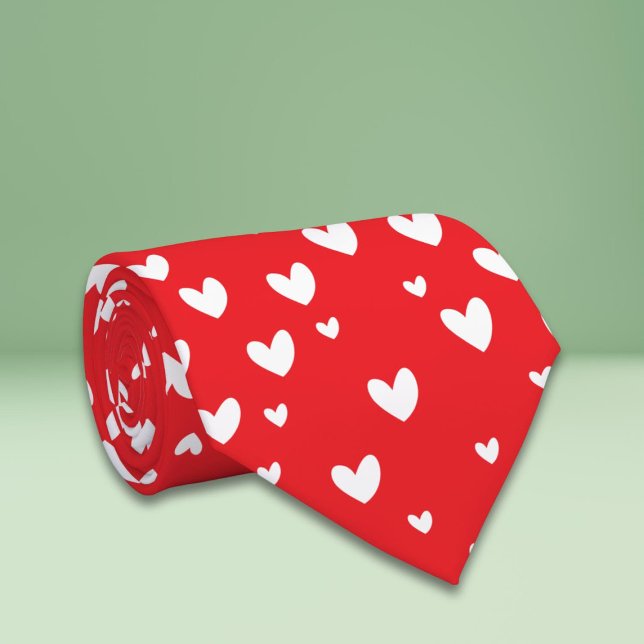Red White Hearts Valentine's Day  Tie (Creator Uploaded)