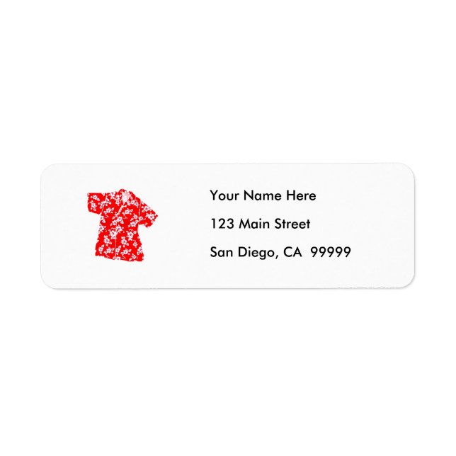 Red & White Hibiscus Aloha Shirt Return Address Label (Front)