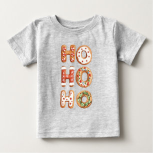 Red White Ho Ho Ho Gingerbread Cookie Christmas Baby T-Shirt