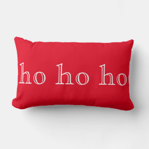 Red White ho ho ho Merry Christmas Lumbar Cushion