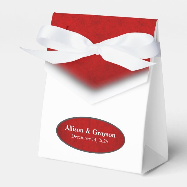 Red & White Holiday Wedding Favour Box (Front Side)