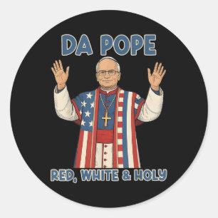 Red White Holy Da Pope From America Chicago Pope L Classic Round Sticker