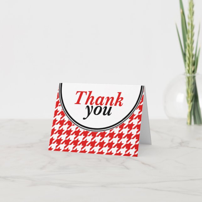 Red & White Houndstooth custom Thank You card (Front)