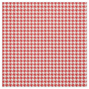 Red White Houndstooth Pattern Fabric