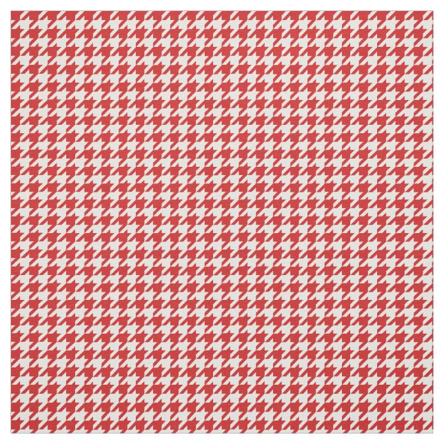 Red White Houndstooth Pattern Fabric (Swatch)