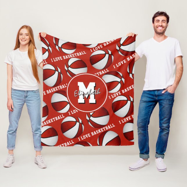 red white I love basketball team colours Fleece Bl (In Situ)