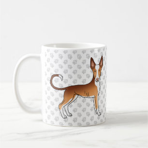 Red & White Ibizan Hound Smooth Coat Dog And Paws Coffee Mug