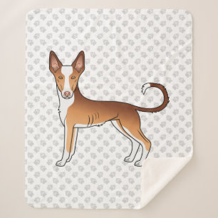 Red & White Ibizan Hound Smooth Coat Dog And Paws Sherpa Blanket