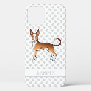 Red & White Ibizan Hound Smooth Coat Dog With Name iPhone 12 Case