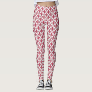red white ikat geometric ethnic leggings