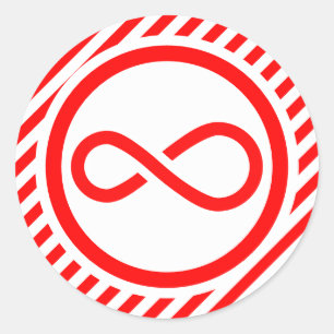 Red White Infinity Knot Autism Warning Classic Round Sticker