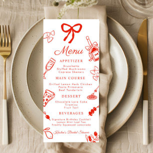 Red & White Italian Food Bridal Shower Flat Menu