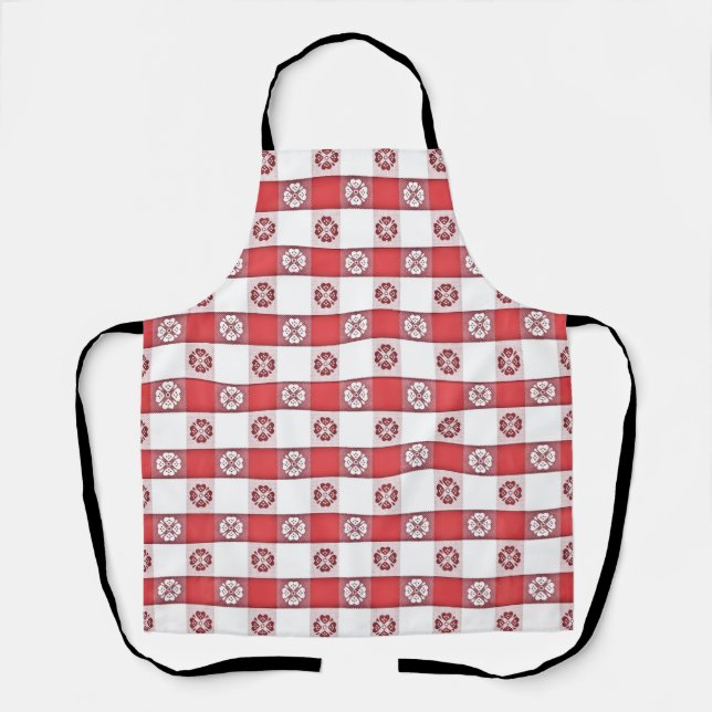 Red White Italian Tablecloth Print Paper Napkin Apron (Front)