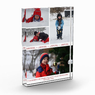 Red White JOYFUL Christmas 4 Photo Family Collage Block