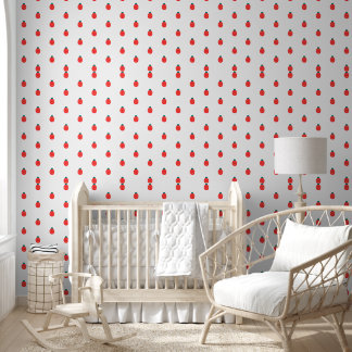 Red White Ladybug Nature Pattern Wallpaper