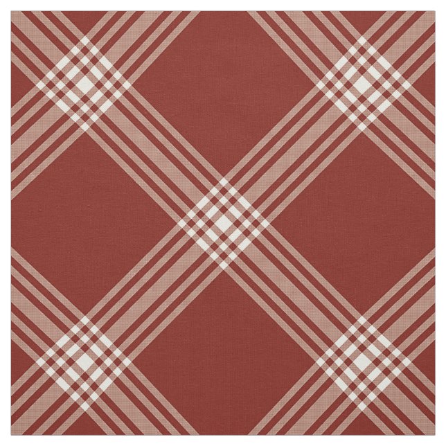 Red & White Large Diagonal Plaid Fabric (Swatch)