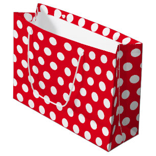 Red & White Large Medium Polka Dot Christmas Gift Bag