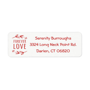 Red & White Laurel Leaf Love Wedding Party Label Return Address Label