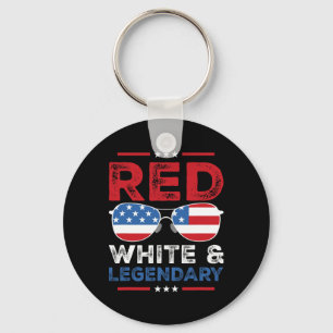 Red White Legendary Papa Father Son Matching 4th O Key Ring