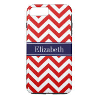 Red White LG Chevron Navy Blue Name Monogram