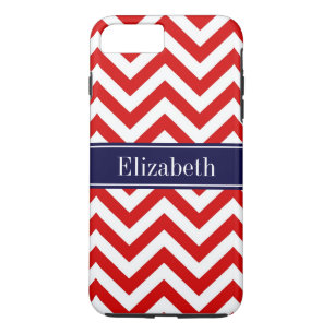 Red White LG Chevron Navy Blue Name Monogram iPhone 8 Plus/7 Plus Case