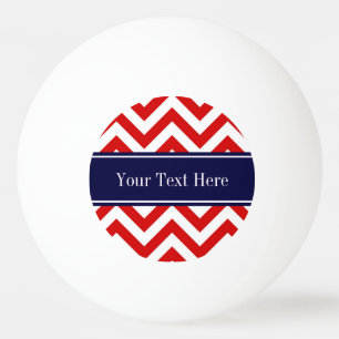 Red White LG Chevron Navy Blue Name Monogram Ping Pong Ball