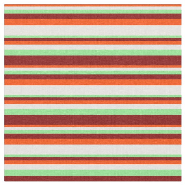 Red, White, Light Green, and Maroon Pattern Fabric (Close Up)