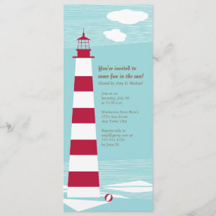Red White Lighthouse Party Invite