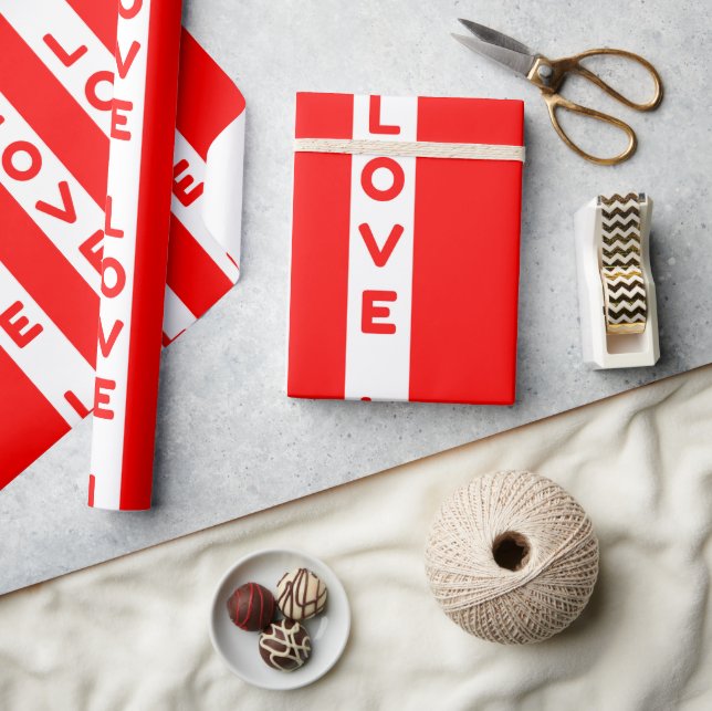 Red white lines love  wrapping paper (Crafts)